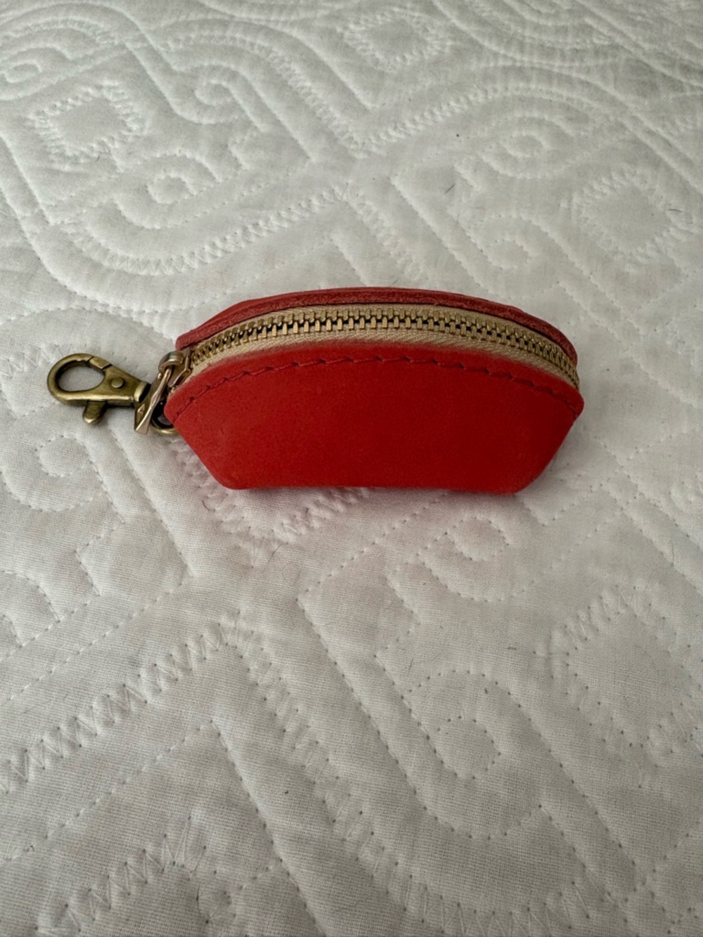 Compact Salmon Taco Key Pouch with Gold Hardware